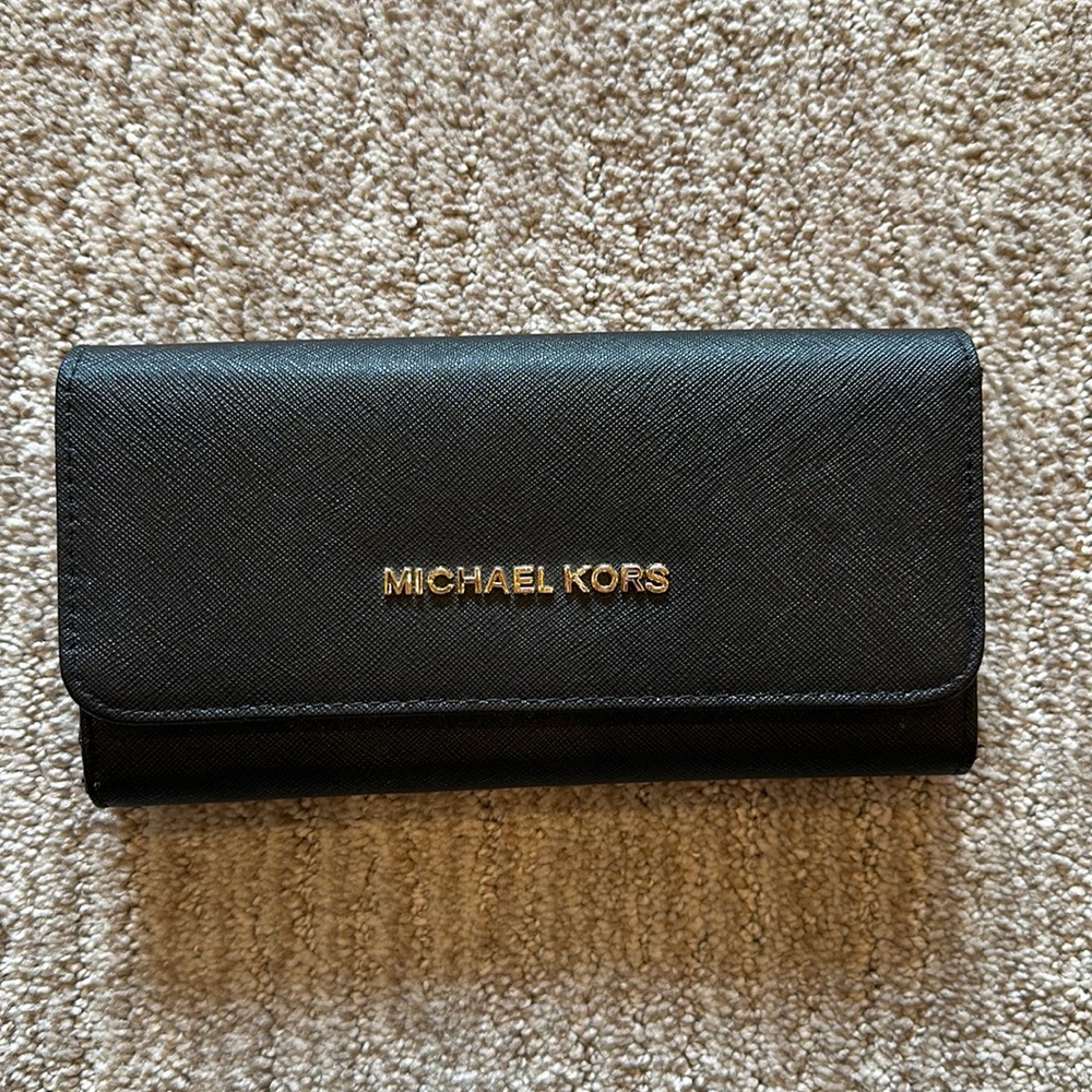 Black tri fold Michael Kors Wallet